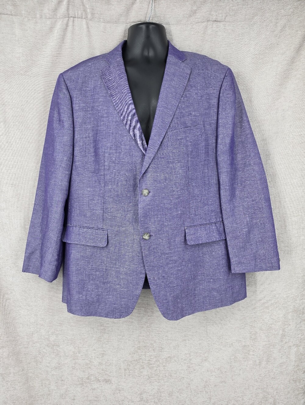 Alan Flusser Linen Cotton Purple Men's Blazer Jacket Sport Coat Two-Button